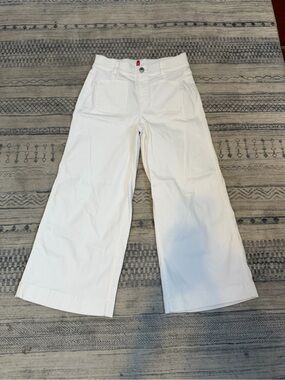 SPANX White High-Rise Wide-Leg Crop Pants